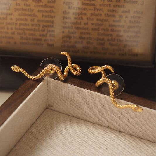 Vintage Jewelry Gold Snake Diamond Rings Earrings