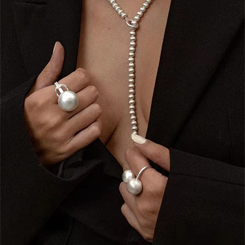 Brushed Silver Necklace Bracelet Earring Ring Jewelry Set