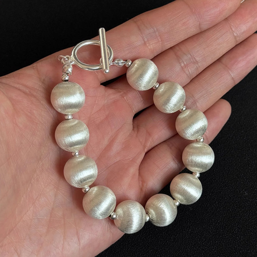 Jewelry Set Brushed Silver Necklace Bracelet Earring Ring
