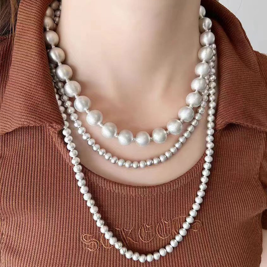 Jewelry Set Brushed Silver Necklace Bracelet Earring Ring