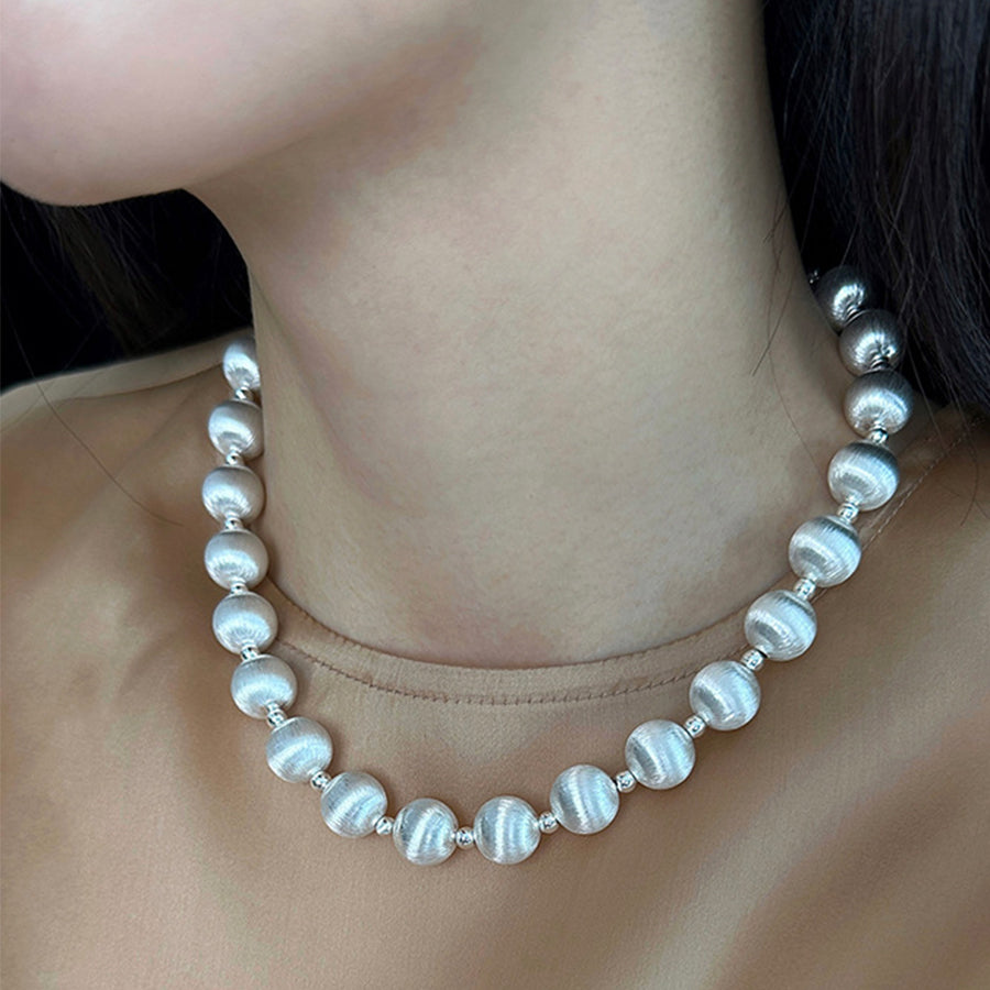 Jewelry Set Brushed Silver Necklace Bracelet Earring Ring