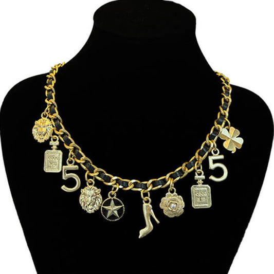 Vintage Jewelry Set N5 Leather Braiding Bracelet Necklace Waist Chain