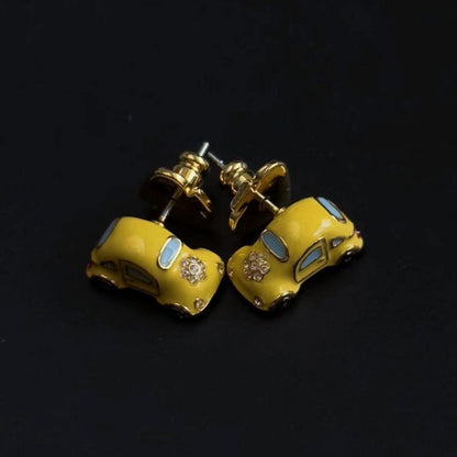 24K Solid Gold Plated Beetle Car Earrings