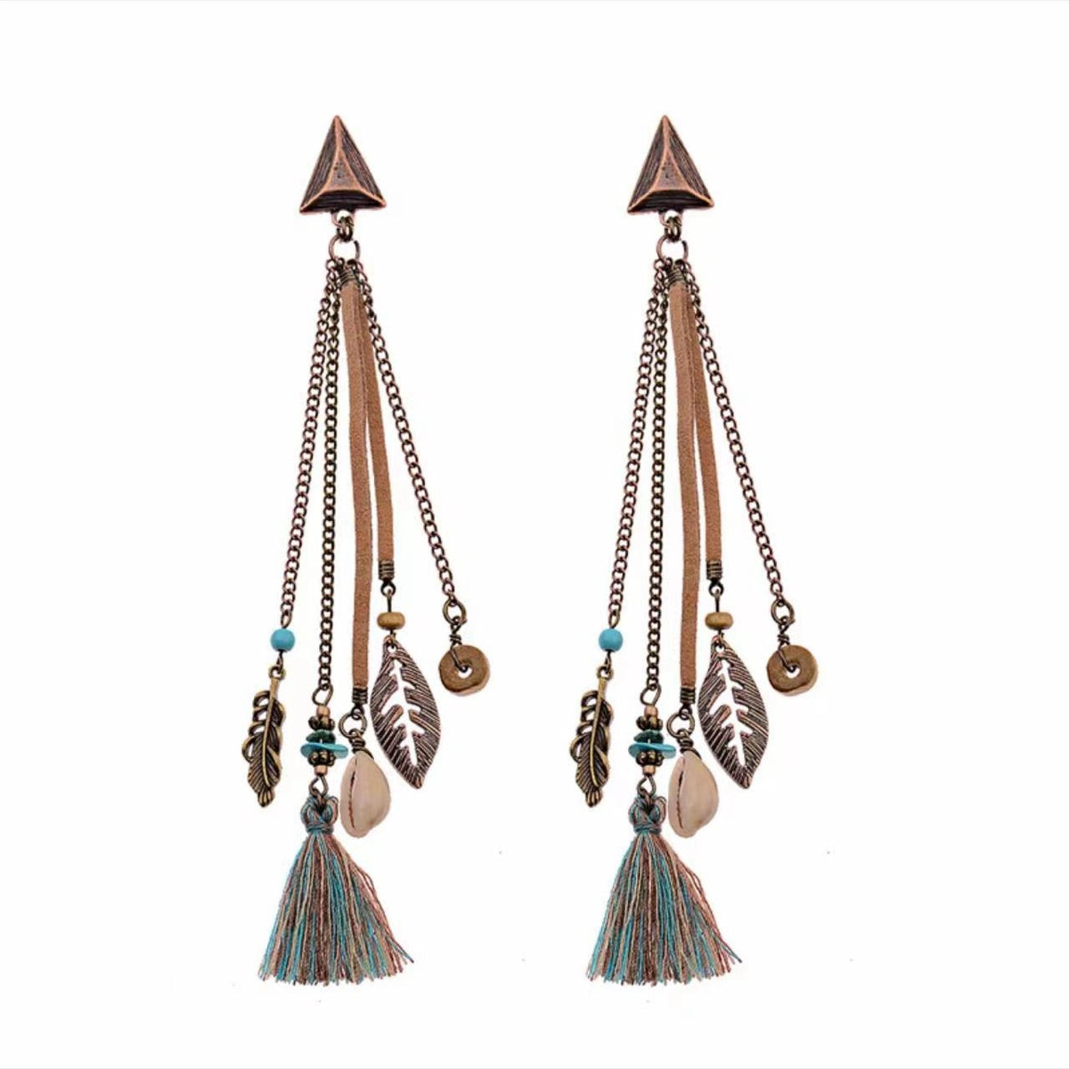 Vintage Jewelry Feather Tassel Earrings Bohemian Chandelier Earrings