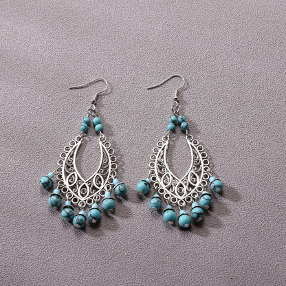 Vintage Jewelry Feather Tassel Earrings Bohemian Chandelier Earrings