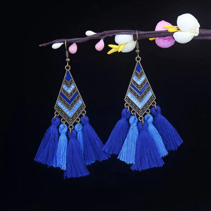 Vintage Jewelry Feather Tassel Earrings Bohemian Chandelier Earrings
