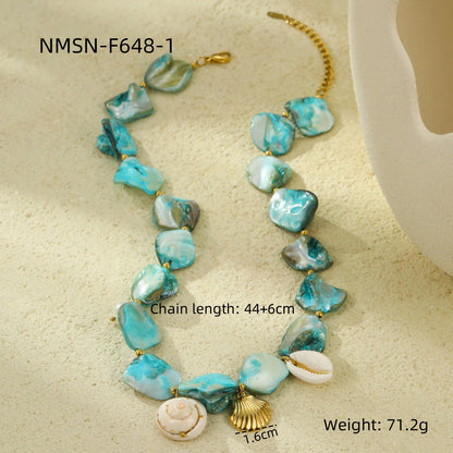 18k Gold Plated Titanium Steel Necklace Gorgeous Shell Jewelry