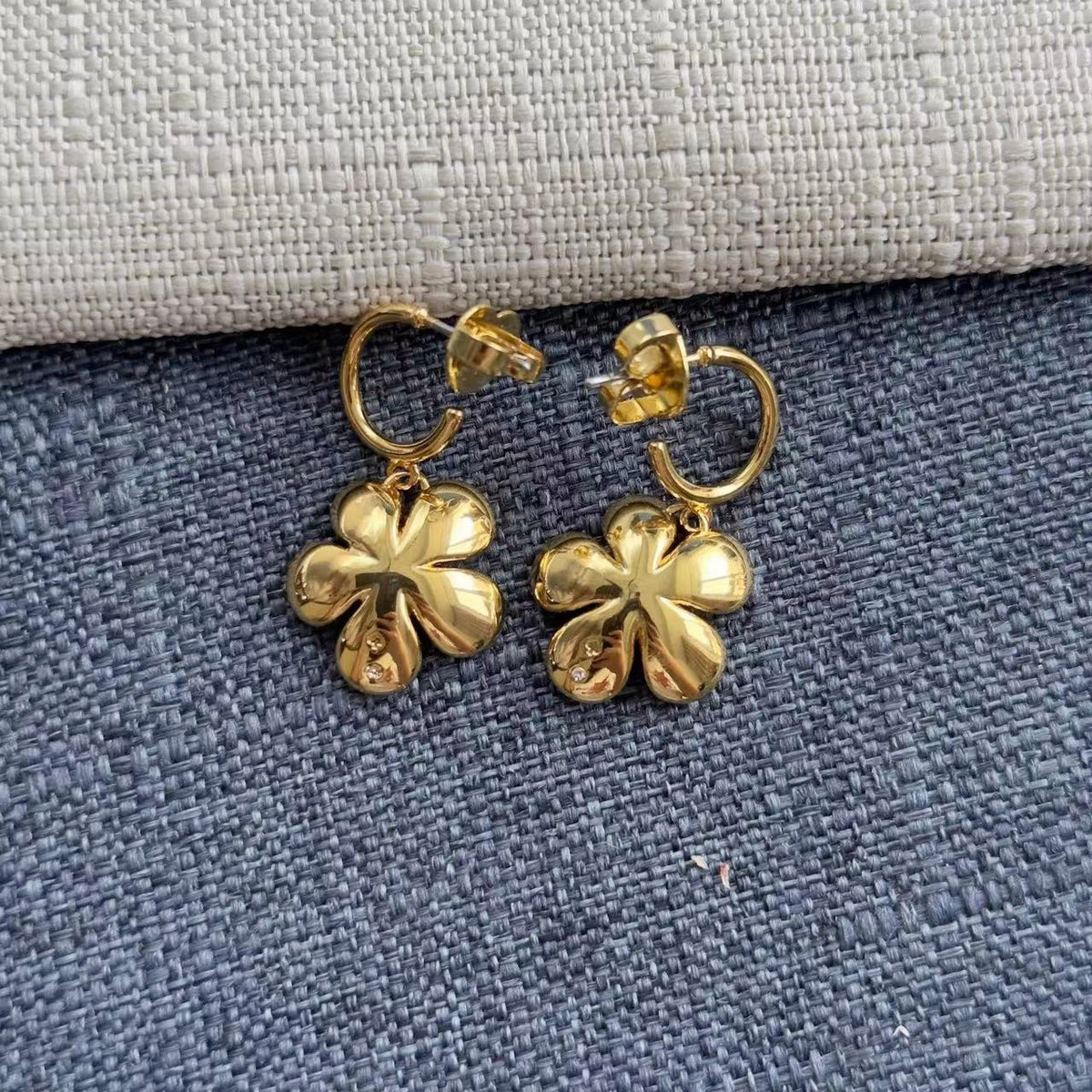24K Gold Plated Flower Drop Earrings