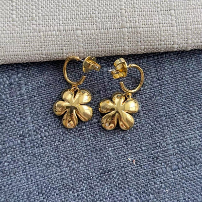 24K Gold Plated Flower Drop Earrings