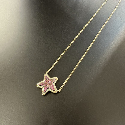 24K Gold Plated Hypoallergenic Brass Platinum Star Necklace
