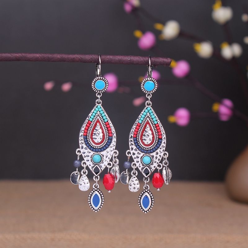 Vintage Jewelry Feather Tassel Earrings Bohemian Chandelier Earrings