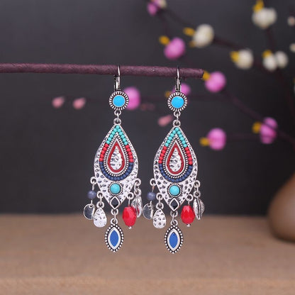 Vintage Jewelry Feather Tassel Earrings Bohemian Chandelier Earrings