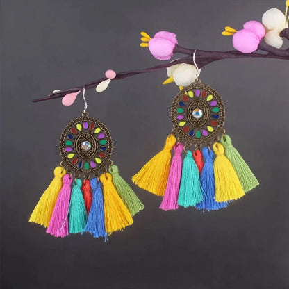 Vintage Jewelry Feather Tassel Earrings Bohemian Chandelier Earrings