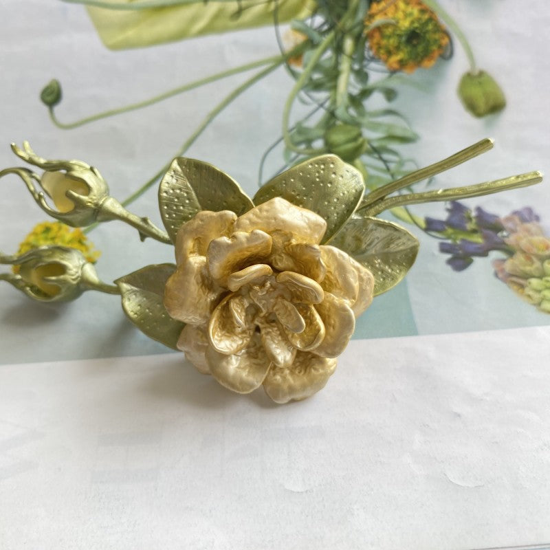 Genuine Freshwater Pearls Rose Brooch With 24k Gold Plated