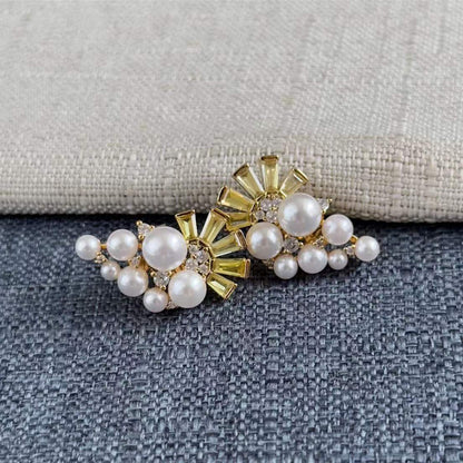 24k Gold Plated Flower Pearls Drop Earrings
