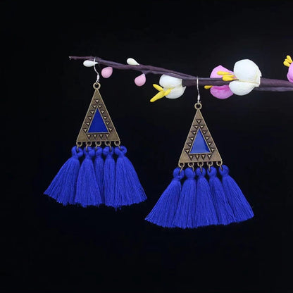Vintage Jewelry Feather Tassel Earrings Bohemian Chandelier Earrings