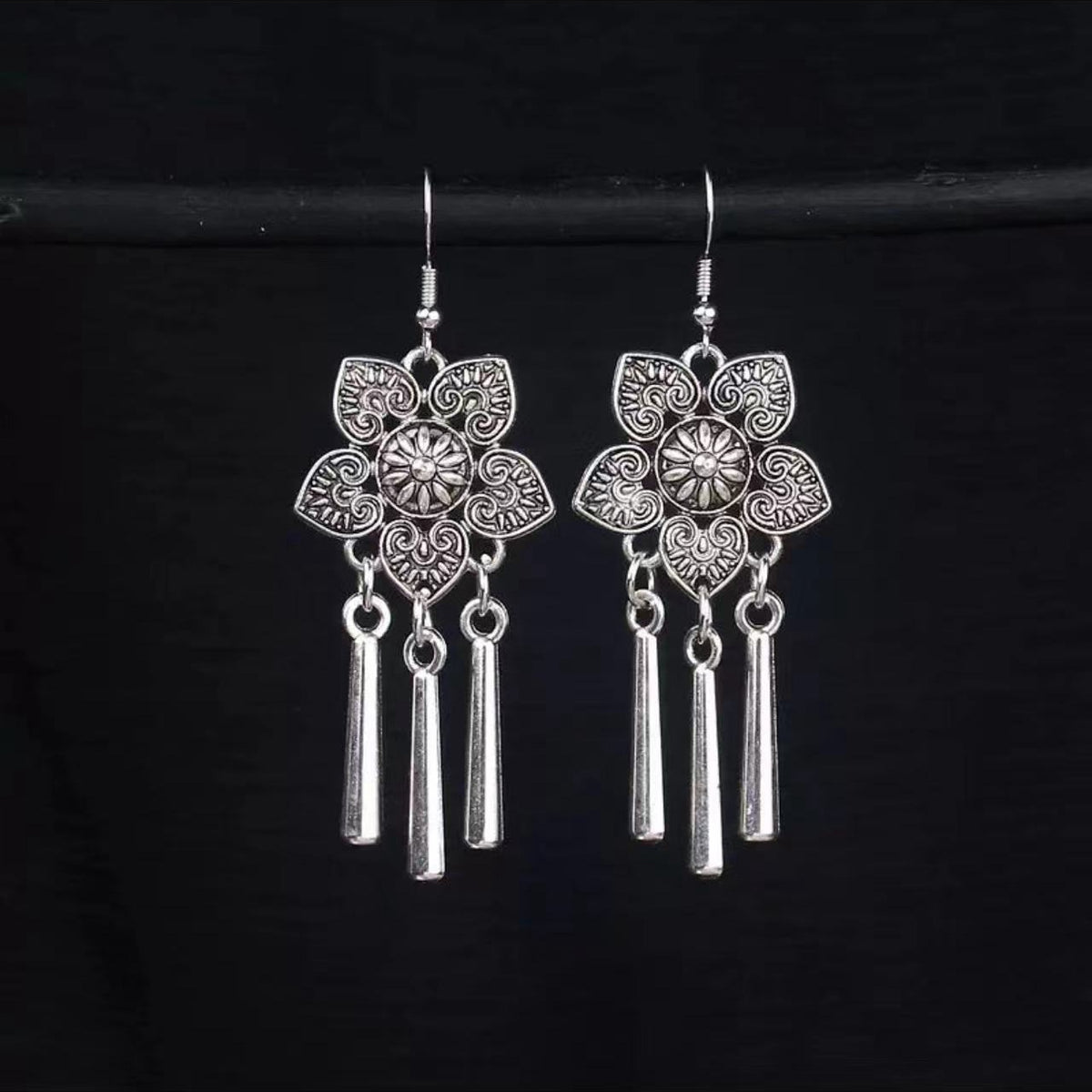 Vintage Jewelry Feather Tassel Earrings Bohemian Chandelier Earrings