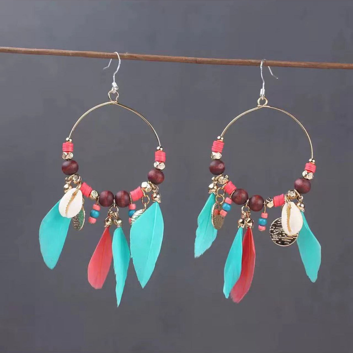 Vintage Jewelry Feather Tassel Earrings Bohemian Chandelier Earrings