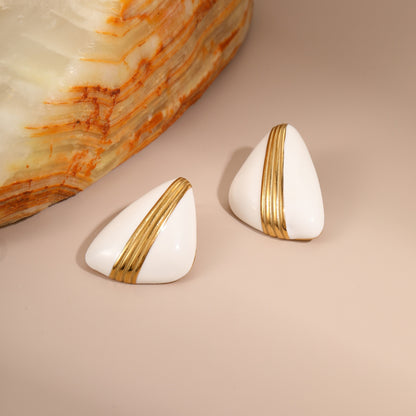 18k Gold Plated Stainless Steel Stud Earrings Gorgeous Vintage Jewelry
