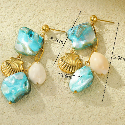 18k Gold Plated Titanium Steel Earrings Gorgeous Shell Jewelry