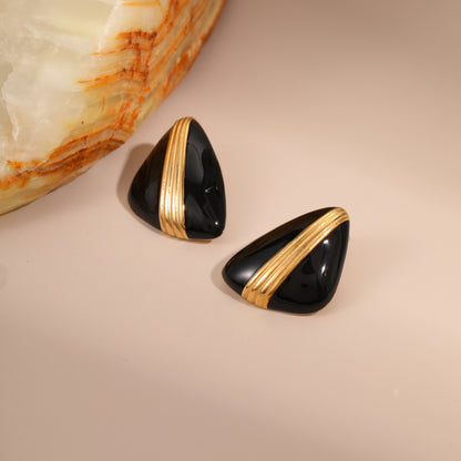 18k Gold Plated Stainless Steel Stud Earrings Gorgeous Vintage Jewelry