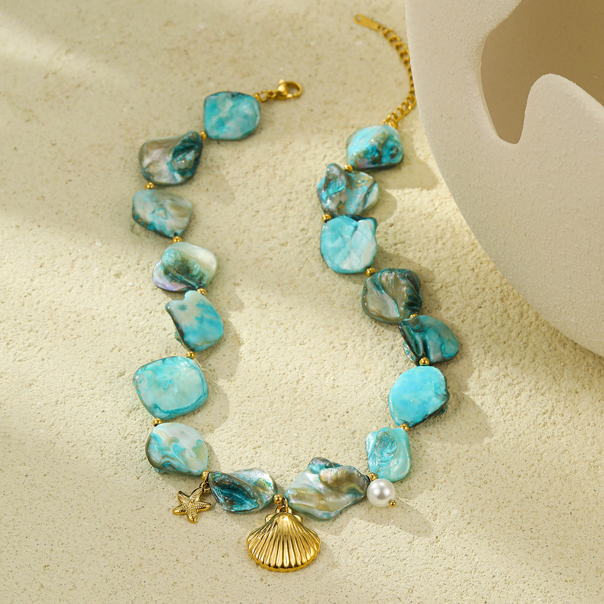 18k Gold Plated Titanium Steel Necklace Gorgeous Shell Jewelry