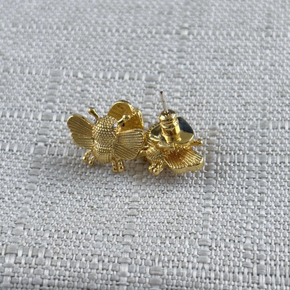 24k Gold Plated Earrings With Bee And Daisy
