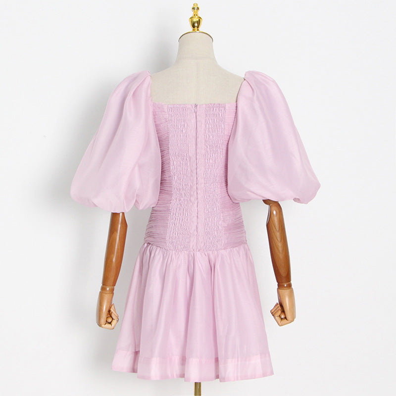 Party Puff Bubble Sleeve Skater Mini Dresses