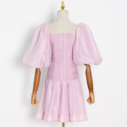 Party Puff Bubble Sleeve Skater Mini Dresses