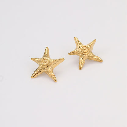 Gorgeous 18k Gold Plated Starfish Earrings Necklace Jewelry Set
