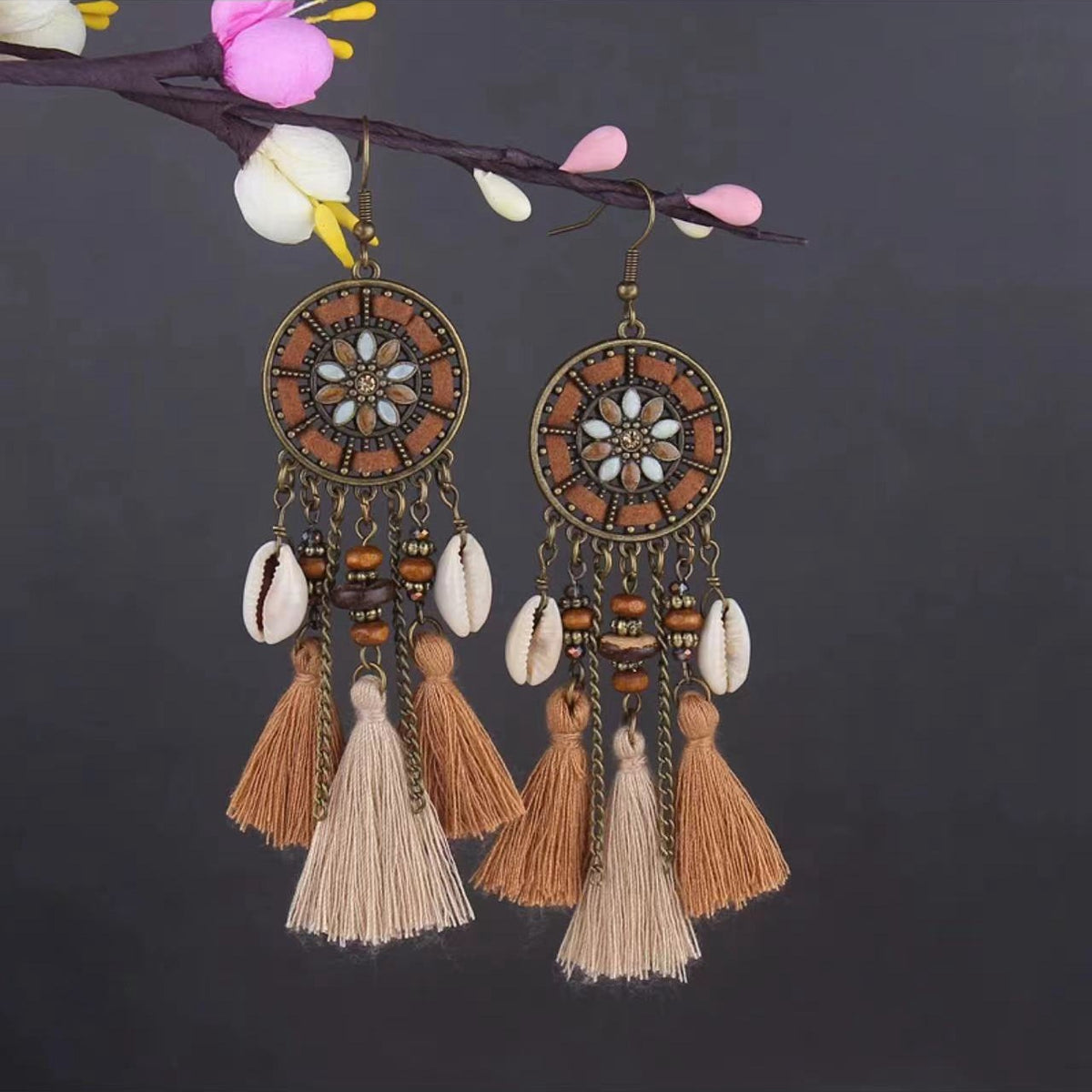 Vintage Jewelry Feather Tassel Earrings Bohemian Chandelier Earrings