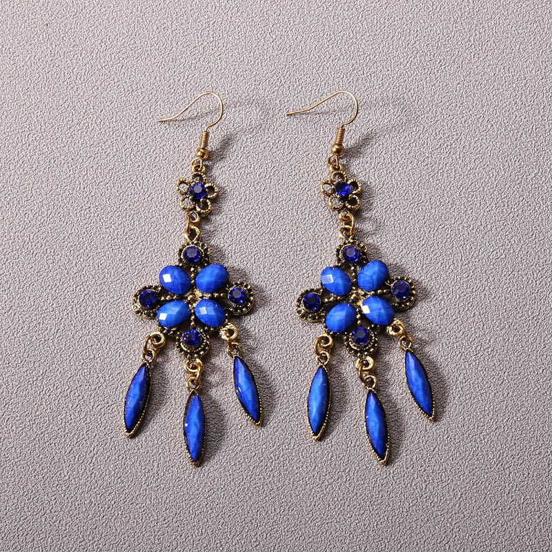 Vintage Jewelry Feather Tassel Earrings Bohemian Chandelier Earrings