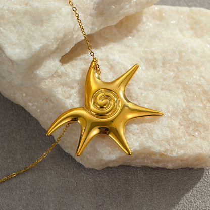 18k Gold Plated Starfish Earrings Necklace Gorgeous Jewelry Set