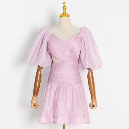 Party Puff Bubble Sleeve Skater Mini Dresses