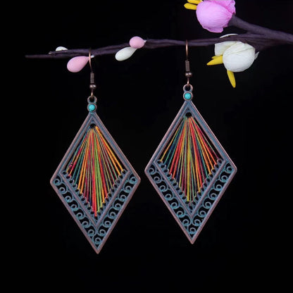 Vintage Jewelry Feather Tassel Earrings Bohemian Chandelier Earrings
