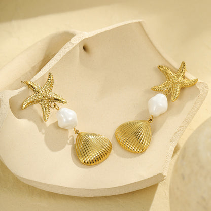 18k Gold Plated Starfish Drop Earrings Gorgeous Jewelry