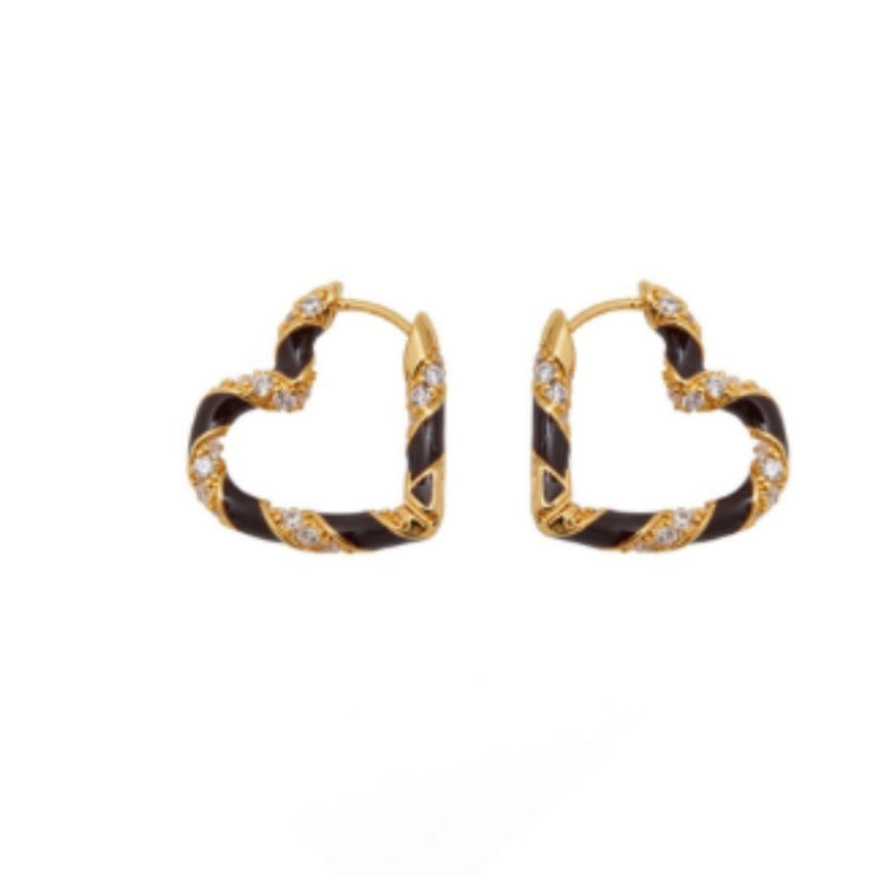 Gorgeous Enamel Heart Sparkling Earrings Hypoallergenic Vintage Jewelry
