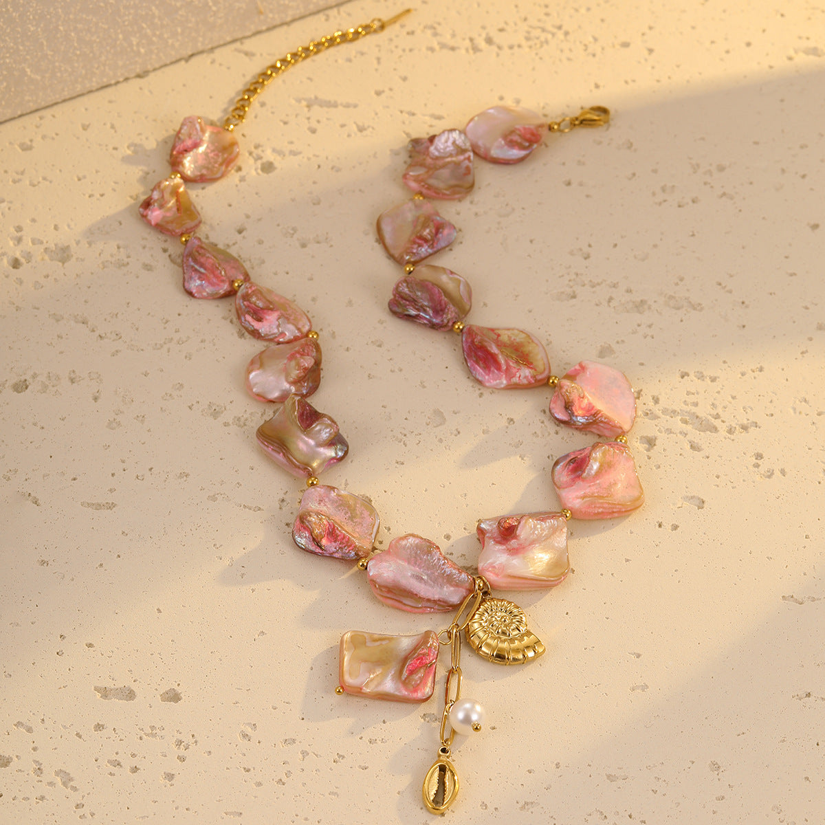18k Gold Plated Titanium Steel Necklace Gorgeous Shell Jewelry
