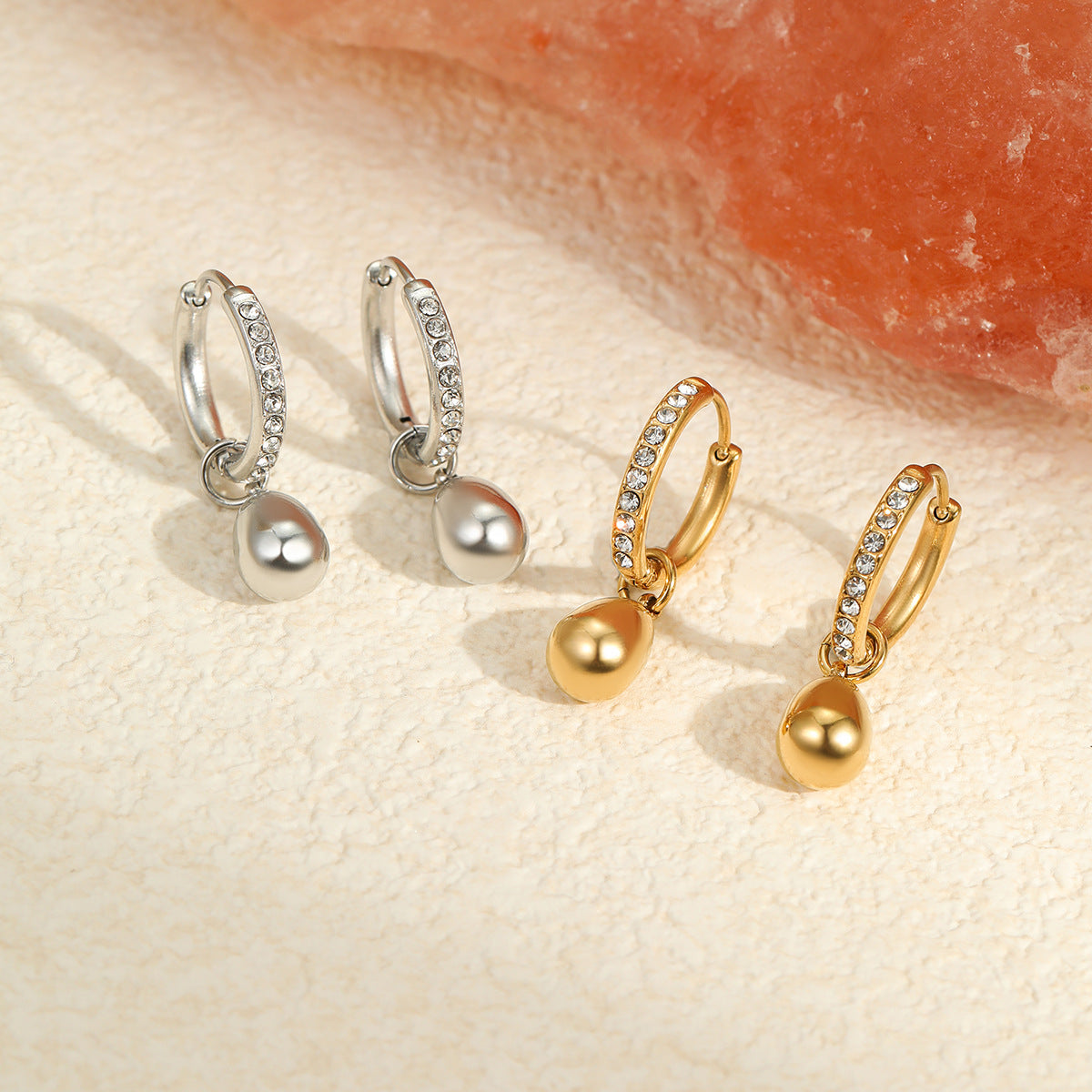 18k Gold Plated Diamond Huggie Earrings