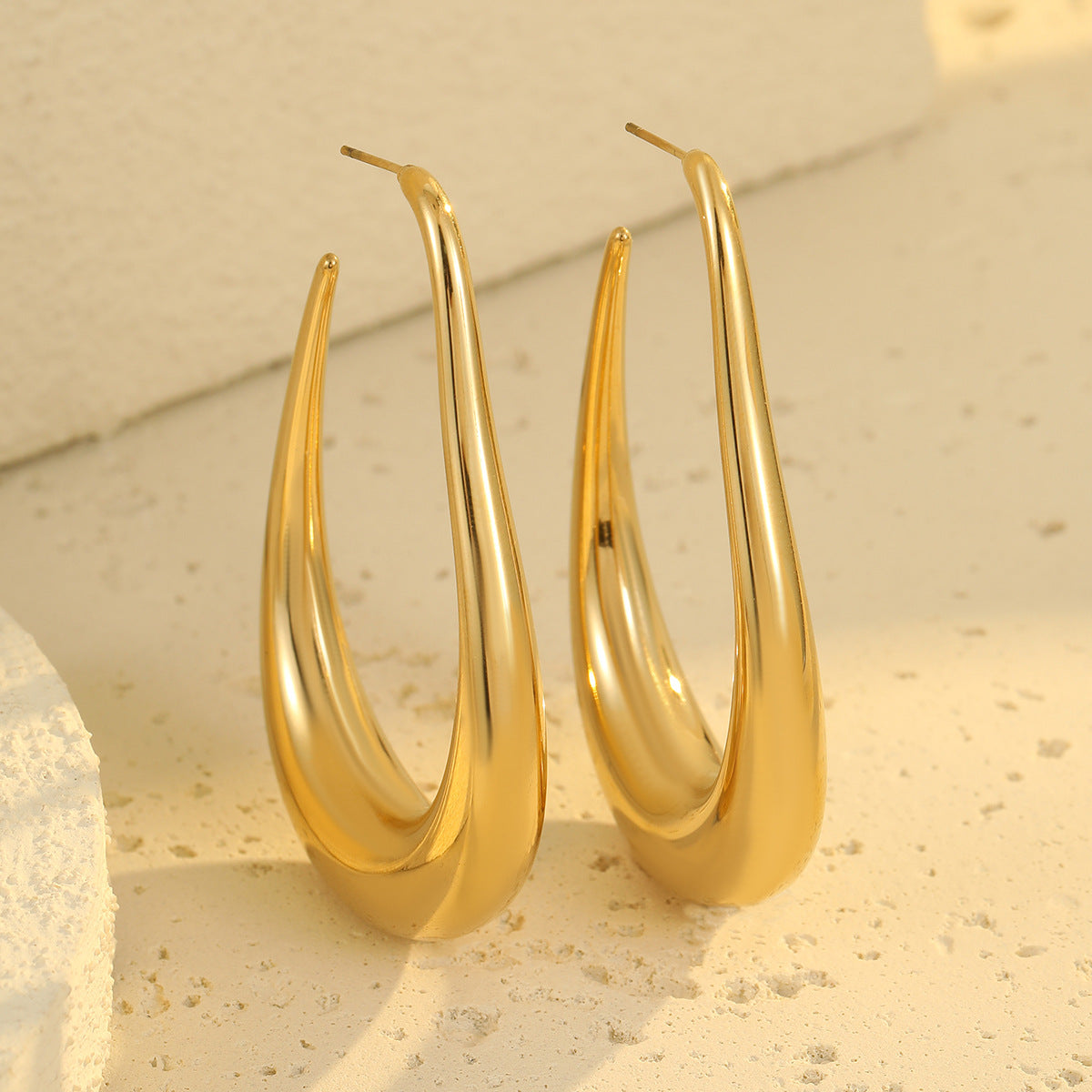18k Gold Plated Hook Earrings Gorgeous Titanium Steel Jewelry