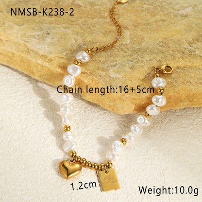 18k Gold Plated Pearls Bracelet Earrings Gorgeous Baroque Jewelry Set