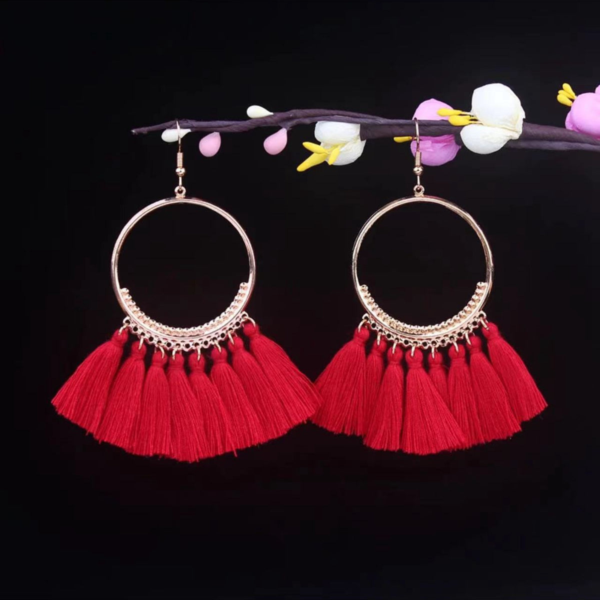 Vintage Jewelry Feather Tassel Earrings Bohemian Chandelier Earrings