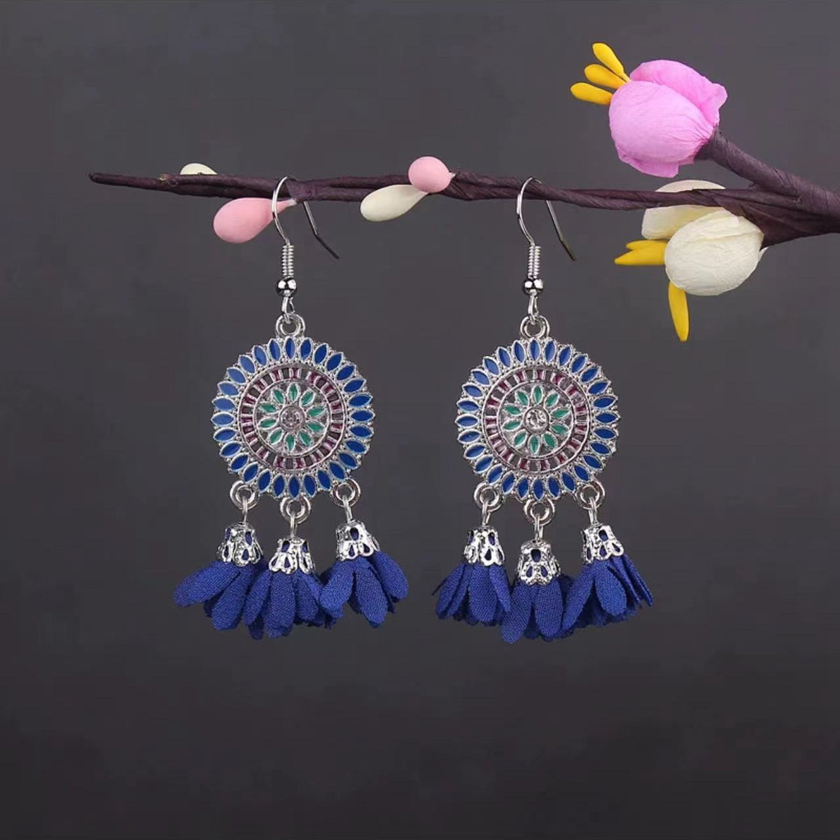 Vintage Jewelry Feather Tassel Earrings Bohemian Chandelier Earrings