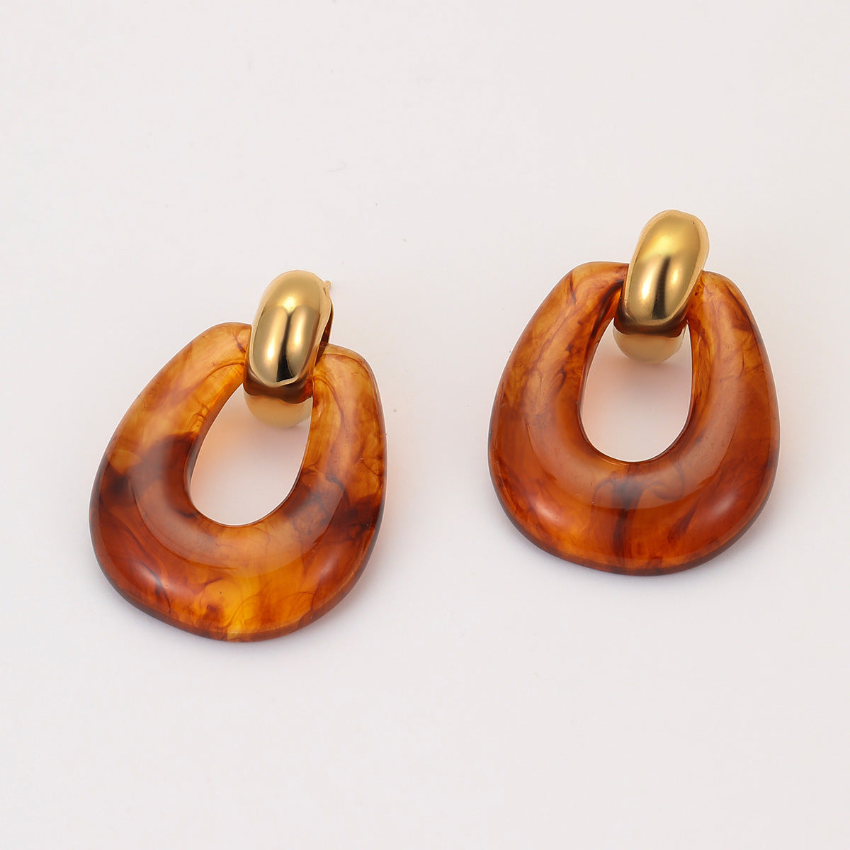 18k Gold Plated Resin Hoops Earrings Gorgeous Titanium Jewelry