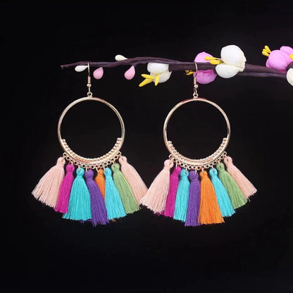 Vintage Jewelry Feather Tassel Earrings Bohemian Chandelier Earrings