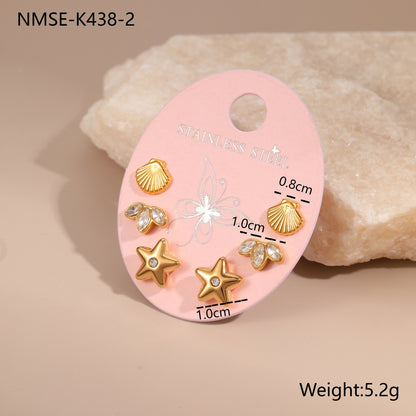 18k Gold Plated Diamonds Stainless Earrings Gorgeous 3-In-1 Jewelry Set