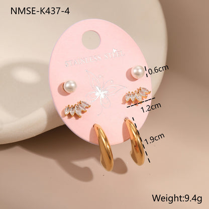 18k Gold Plated Diamonds Stainless Earrings Gorgeous 3-In-1 Jewelry Set