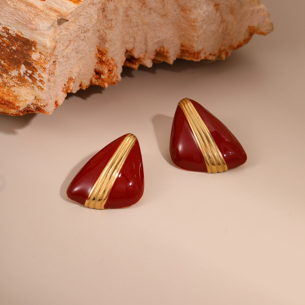 18k Gold Plated Stainless Steel Stud Earrings Gorgeous Vintage Jewelry