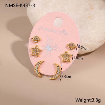 18k Gold Plated Diamonds Stainless Earrings Gorgeous 3-In-1 Jewelry Set