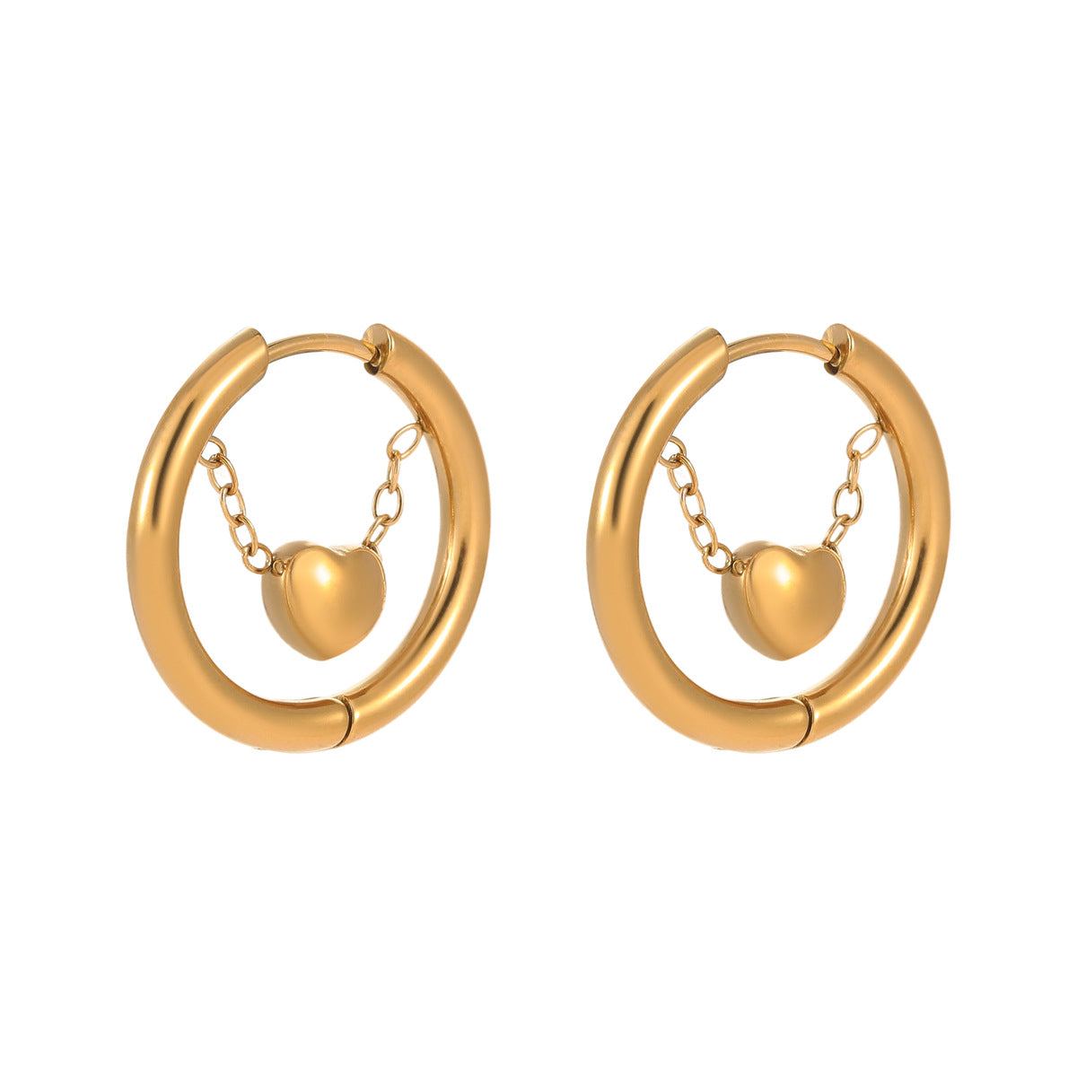 18k Gold Plated Heart Huggie Earrings Gorgeous Vintage Jewelry